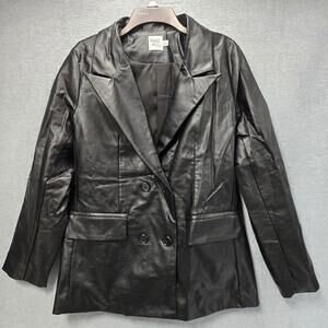 Princess Polly Ellen Black Faux Leather Jacket Size M/L